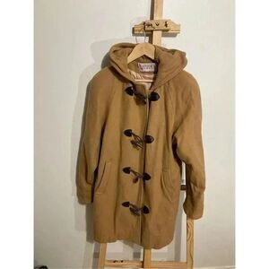 Vintage Stephanie Mathews Wool Women’s Duffle Coat size 3/4 Toggle Closure Hoode
